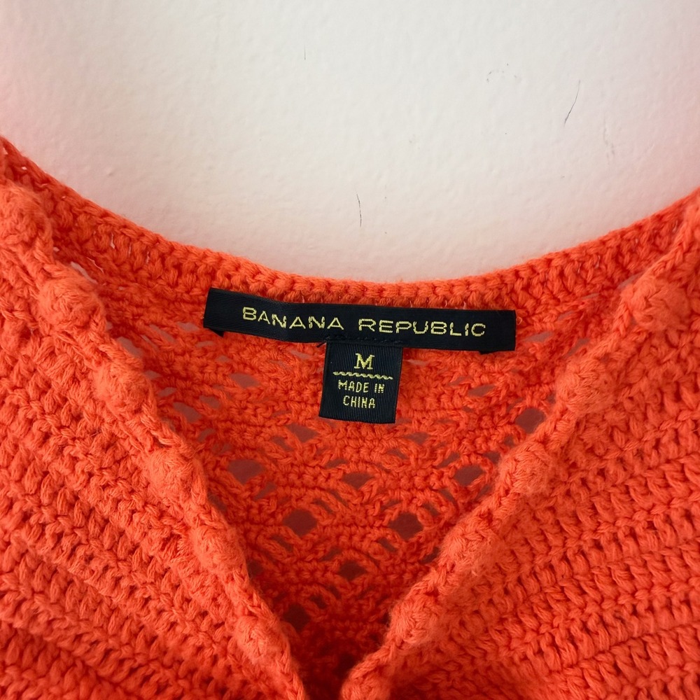 Y2K Banana Republic Crochet Camisole Women Medium Orange Boho Beach Festival - Picture 3 of 9